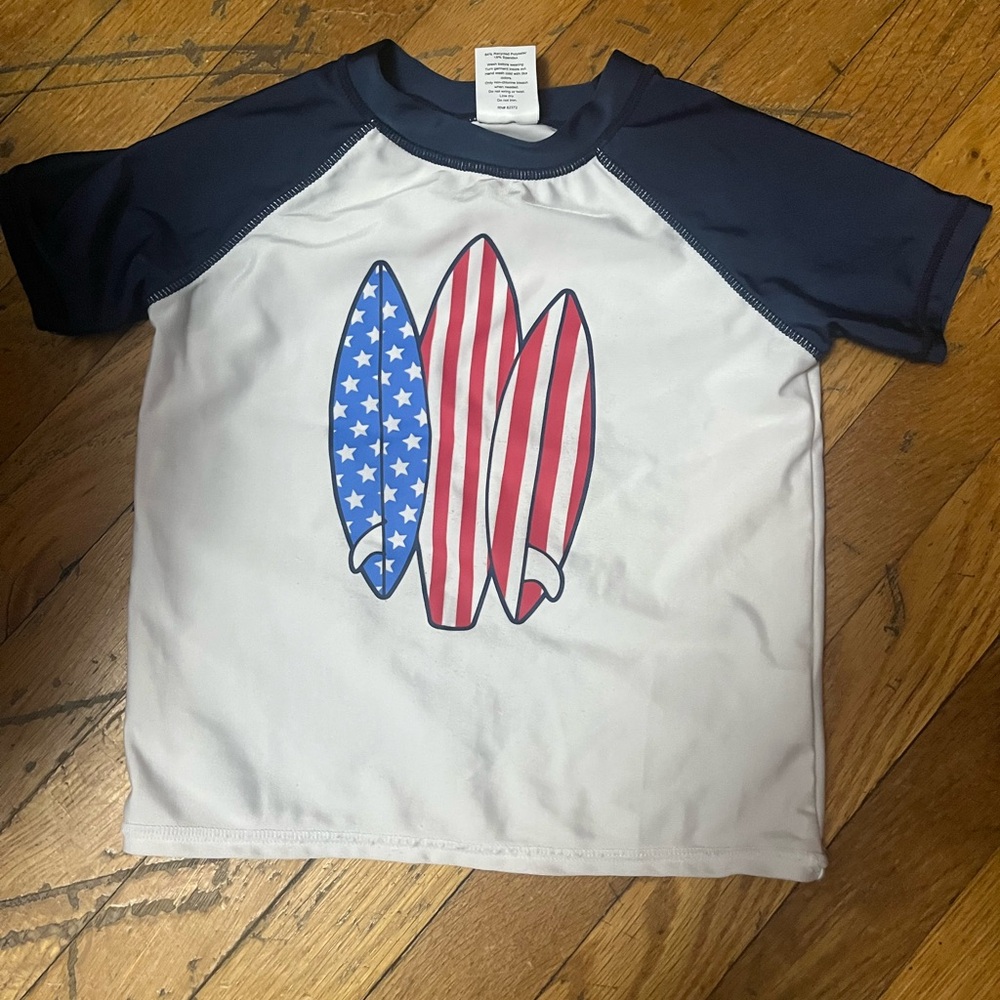 Jumping‎ Beans Blue and White Rashguard with Surfboard Design